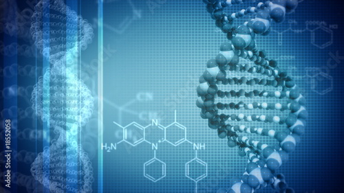 Blue background with rotating DNA
