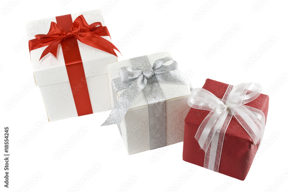 Obraz premium three gift boxes isolated over white