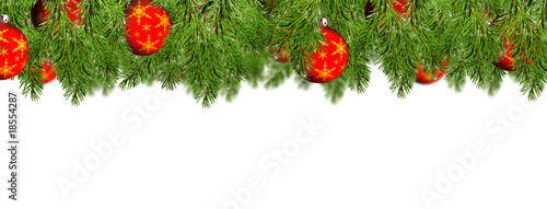 Obraz na płótnie Tannenzweig mit Weihnachtskugeln Hintergrund w salonie