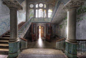 Deken met foto Oud Ziekenhuis Beelitz Ingang van sanatorium Beelitz  © Grischa Georgiew