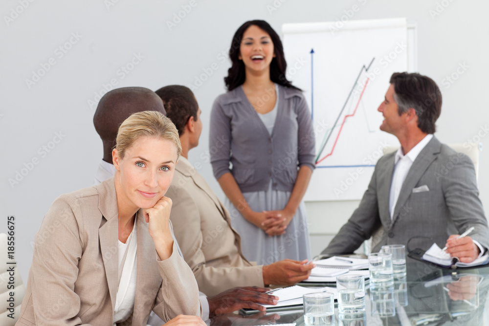 Fototapeta premium woman bored at a presentation