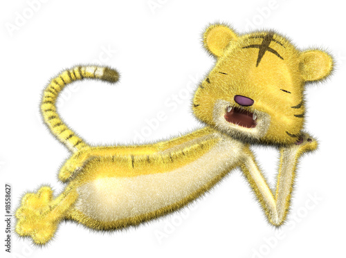 Fototapeta Naklejka Na Ścianę i Meble -  Cute Tiger Character lies down and Asleep