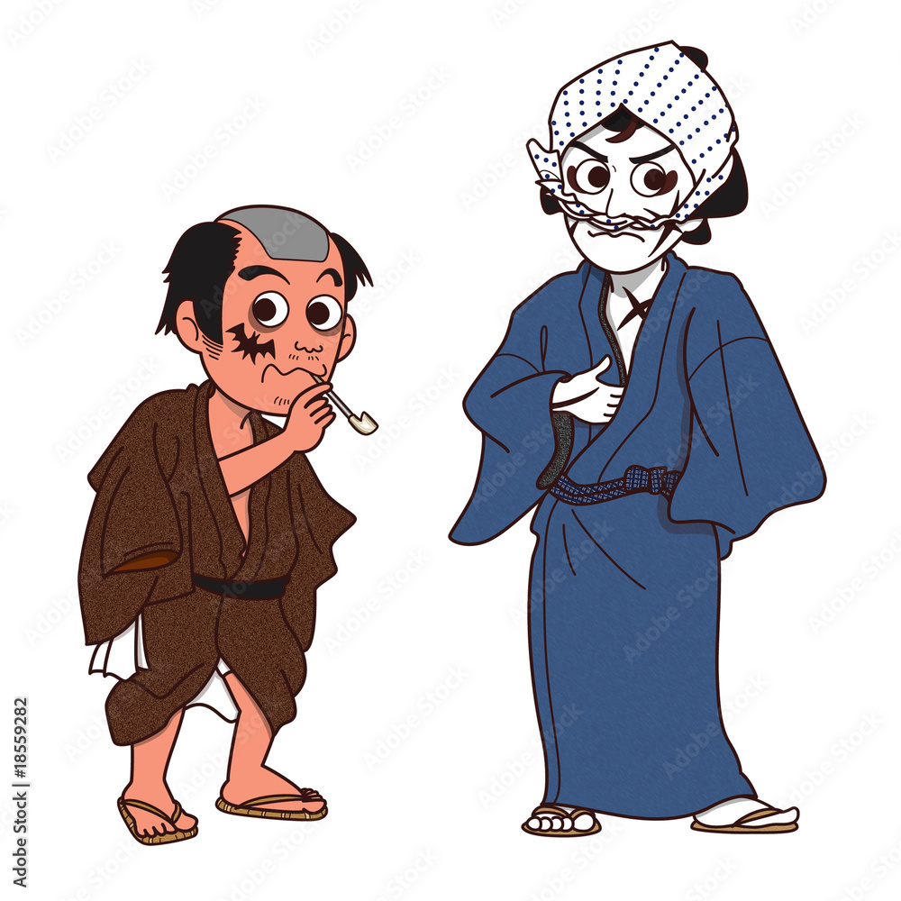 歌舞伎ー与三郎と蝙蝠安のキャラクター Stock Photo Adobe Stock