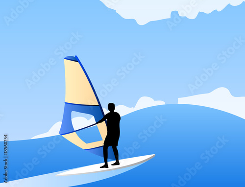windsurfing on the waves vector