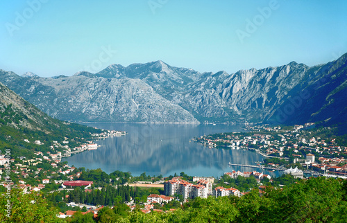 Boka Kotorska bay panorama from the mountain above