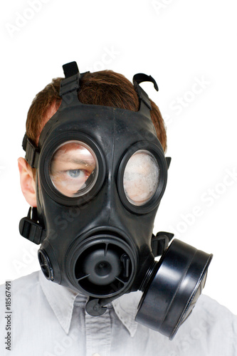 Chemical warfare - man with gas mask