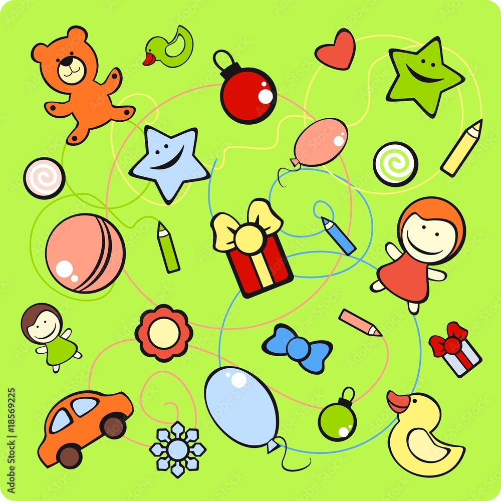set of images of toys and different decorative elements set of images of toys and different decorative elements
