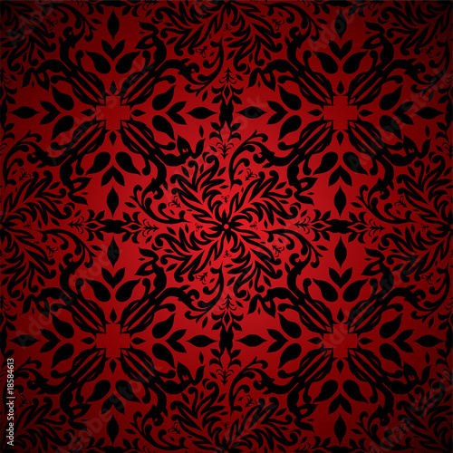 abstract floral hot red