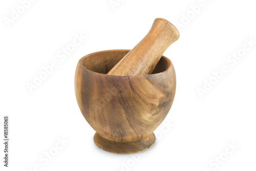 Wooden mortar and pestle
