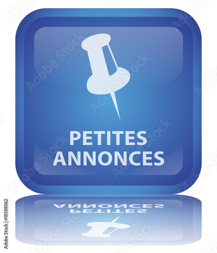 Bouton " Petites Annonces " (carré - bleu - vecteur - reflet)