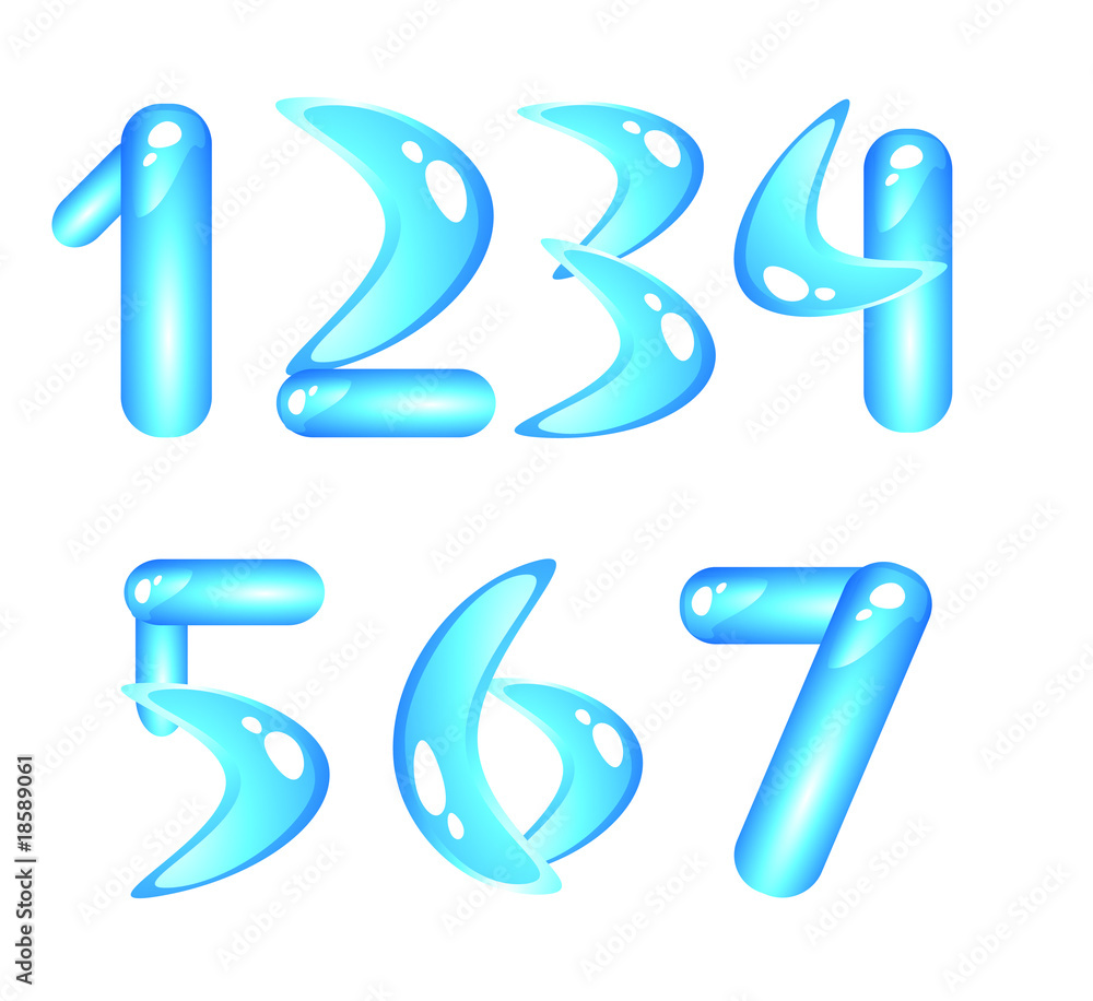 Blue aquatic shiny alphabet. Digits (part1) Blue aquatic shiny alphabet. Digits (part1)