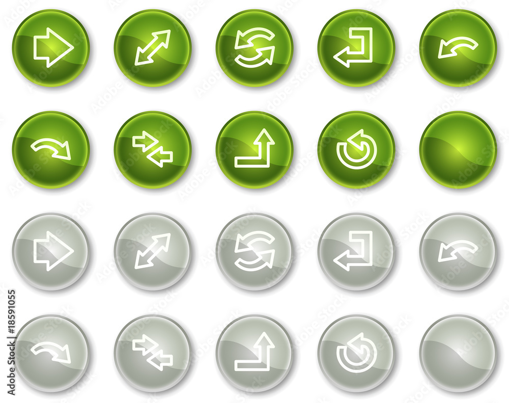 Arrows web icons, green and grey circle buttons series Arrows web icons, green and grey circle buttons series
