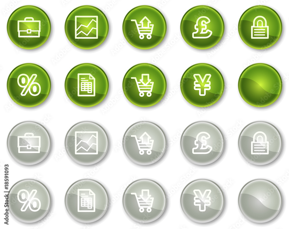 E-business web icons, green and grey circle buttons series E-business web icons, green and grey circle buttons series