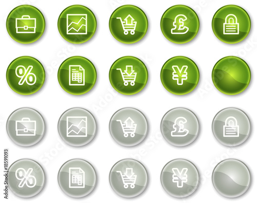 E-business web icons, green and grey circle buttons series