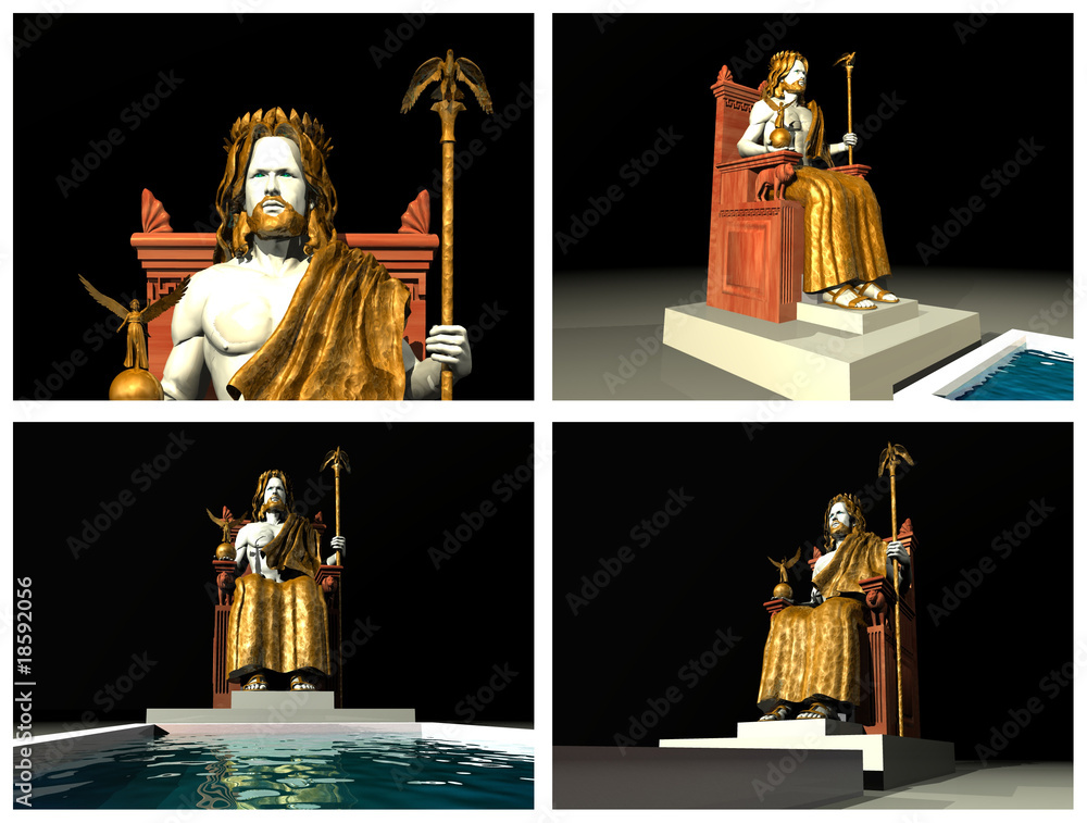 Statue of Zeus at Olympia. 3D reconstructions Stock Illustration