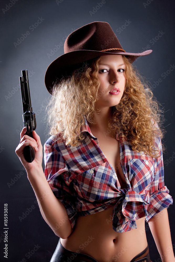 Young Beautiful Woman With A Revolver Young Beautiful Woman With A Revolver