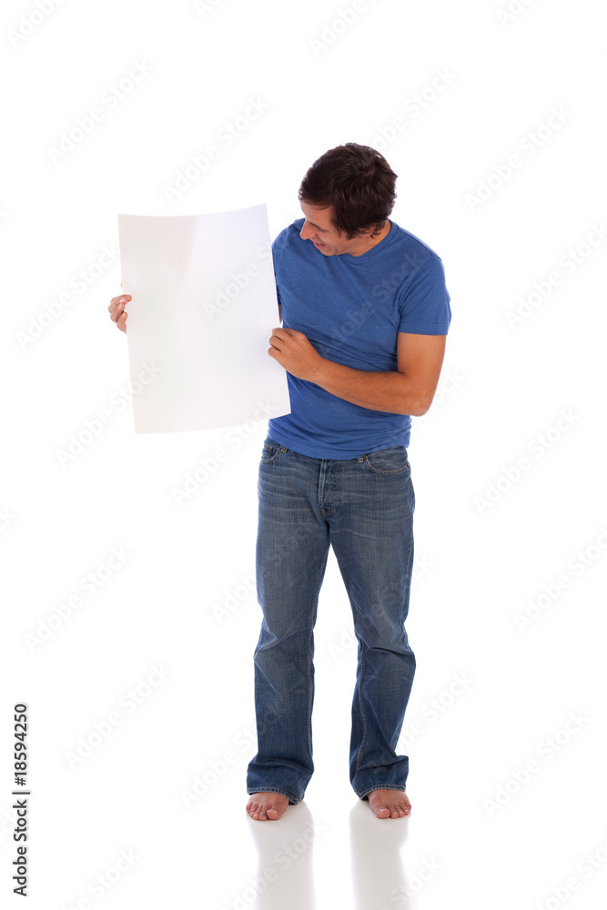 man looking at blank paper Stock Photo | Adobe Stock