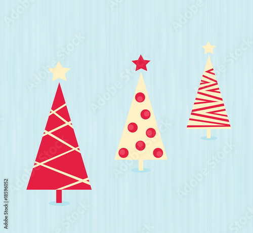 Vintage red christmas trees pattern. VECTOR.