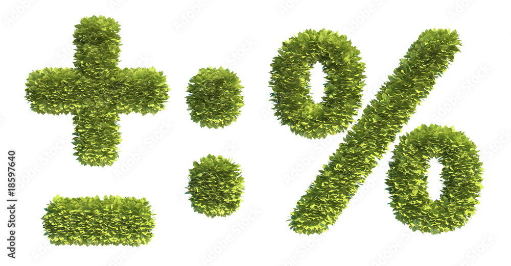 Leaf covered mathematical symbols - part of a full alphabet Leaf covered mathematical symbols - part of a full alphabet