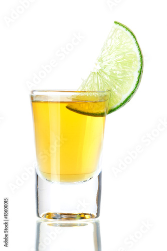 Gold Tequila with lime slice