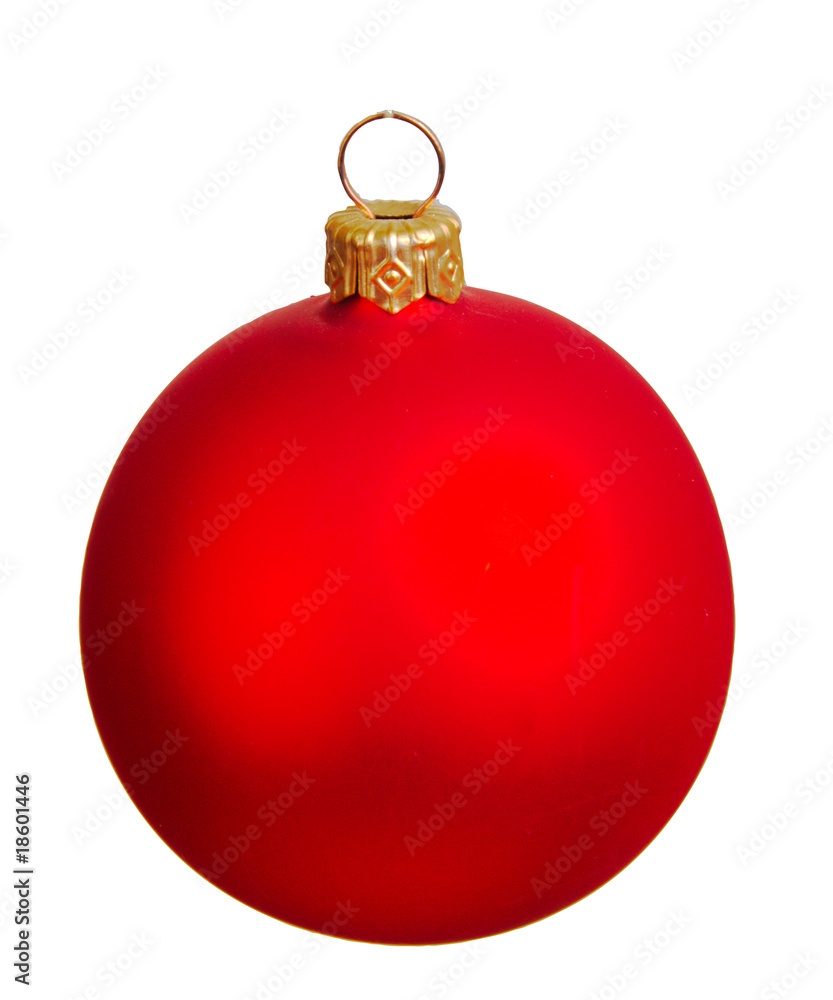 Red Christmas ball isolated on white Red Christmas ball isolated on white