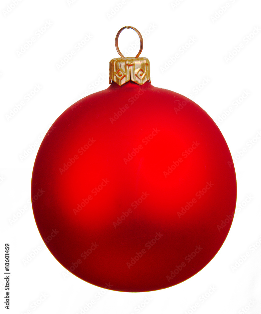 Red Christmas ball isolated on white Red Christmas ball isolated on white