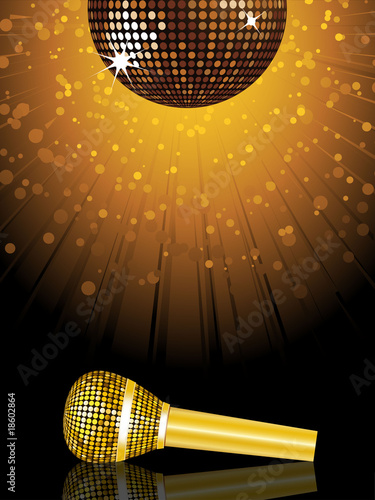 Disco ball and microphone