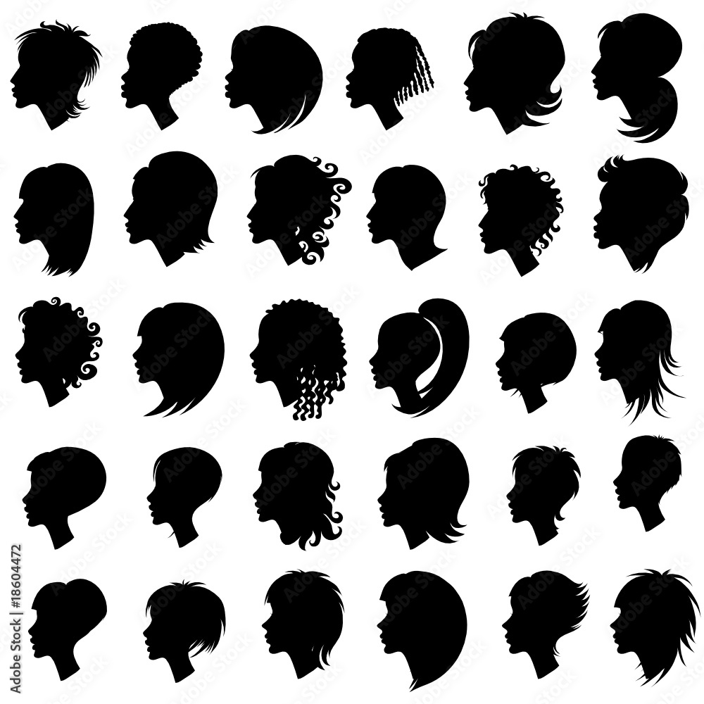 Big set of black hair styling for woman 2