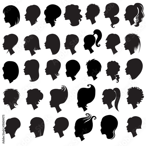Big set of black hair styling for woman 1