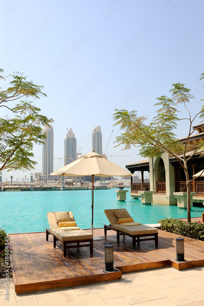 Fototapeta premium Recreation area at hotel in Dubai downtown, UAE