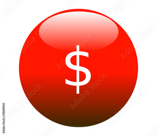 boule 3D rouge dollar