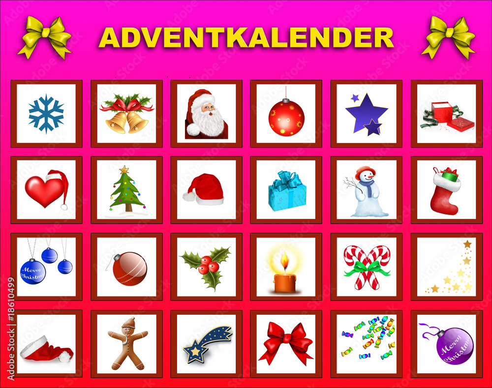 Kalender mit Weihnachtssymbole