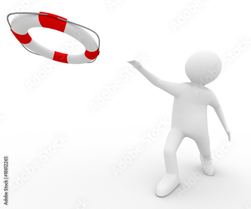 rescuer with lifebuoy ring ...