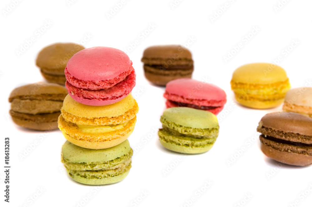 Assortment of traditional French macaroon cookies
