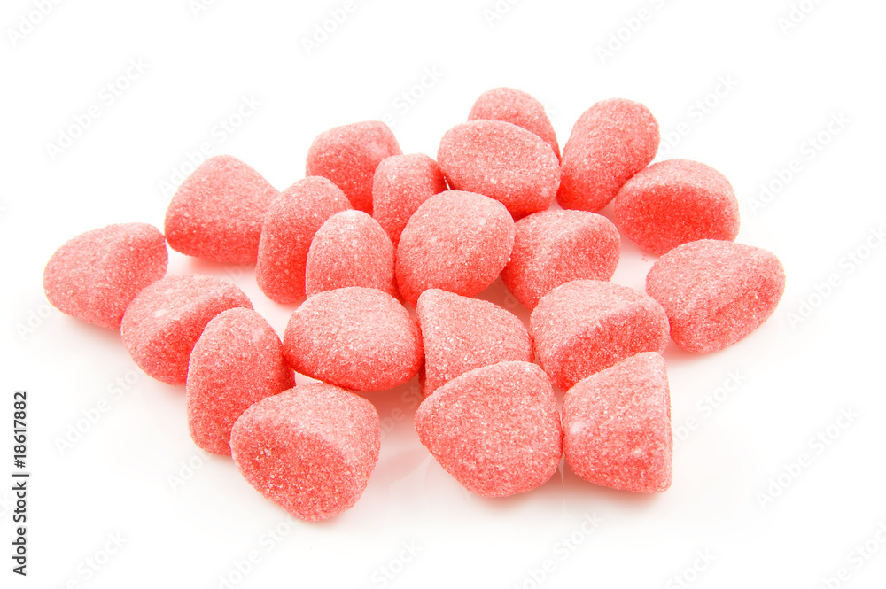 red sugar candy sweets over white background