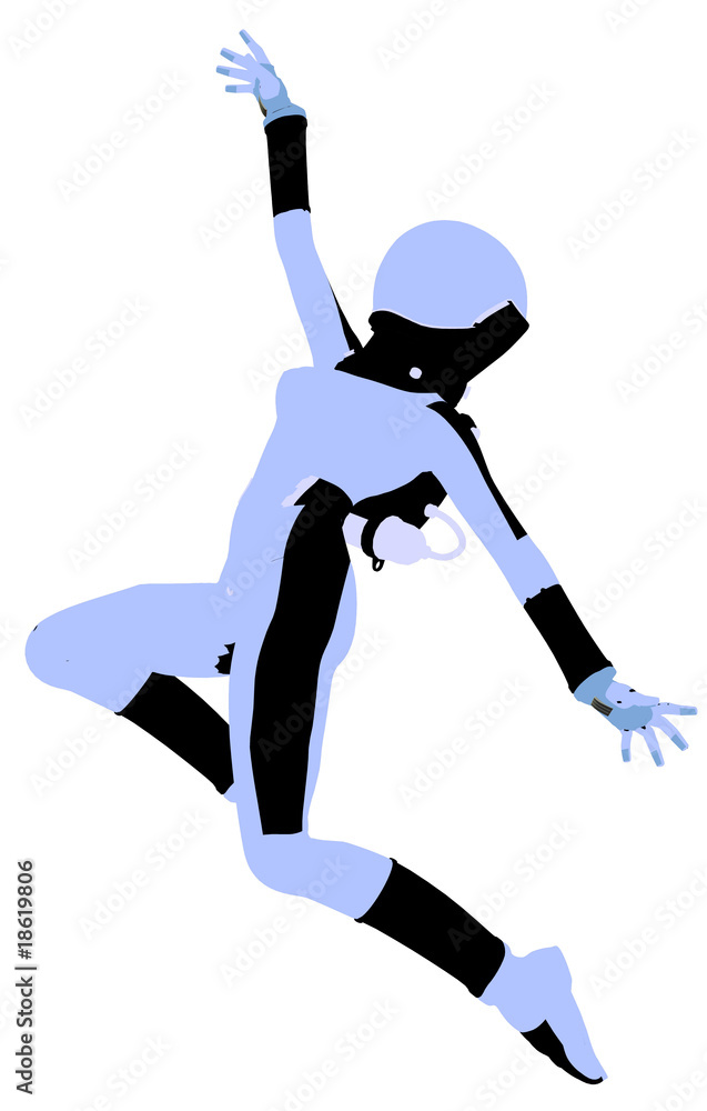 Naklejka premium Female Astronaut Illustration Silhouette