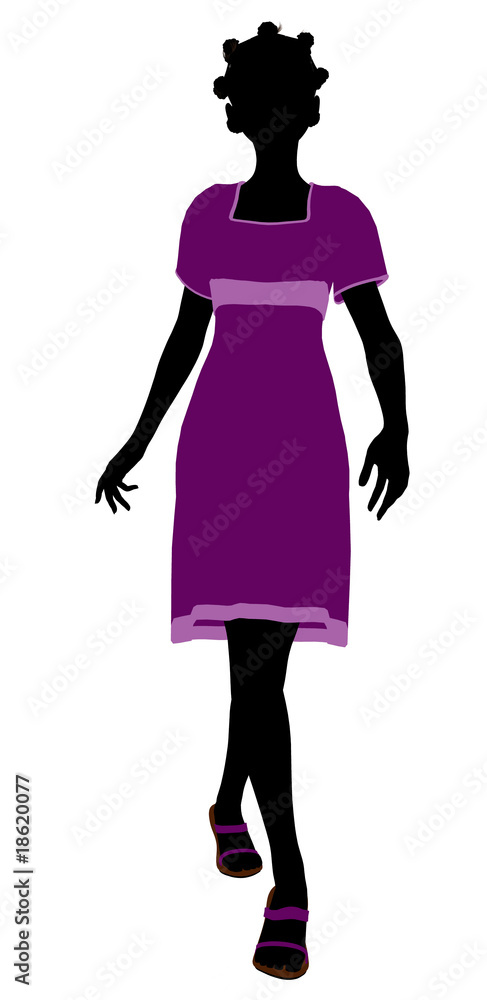 Fashionable African American Girl Illustration Silhouette Fashionable African American Girl Illustration Silhouette