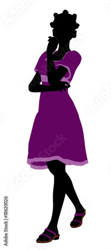 Fashionable African American Girl Illustration Silhouette