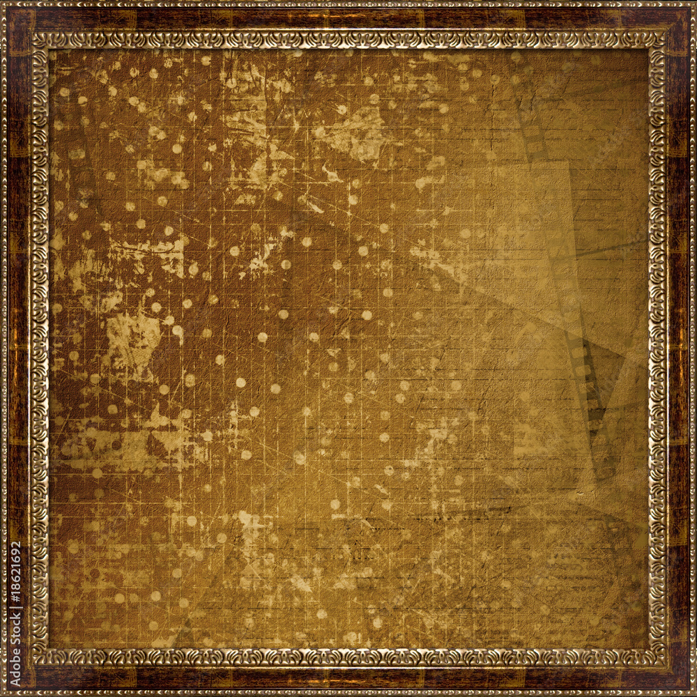 Wooden frame in Victorian style on the abstract ancient backgro