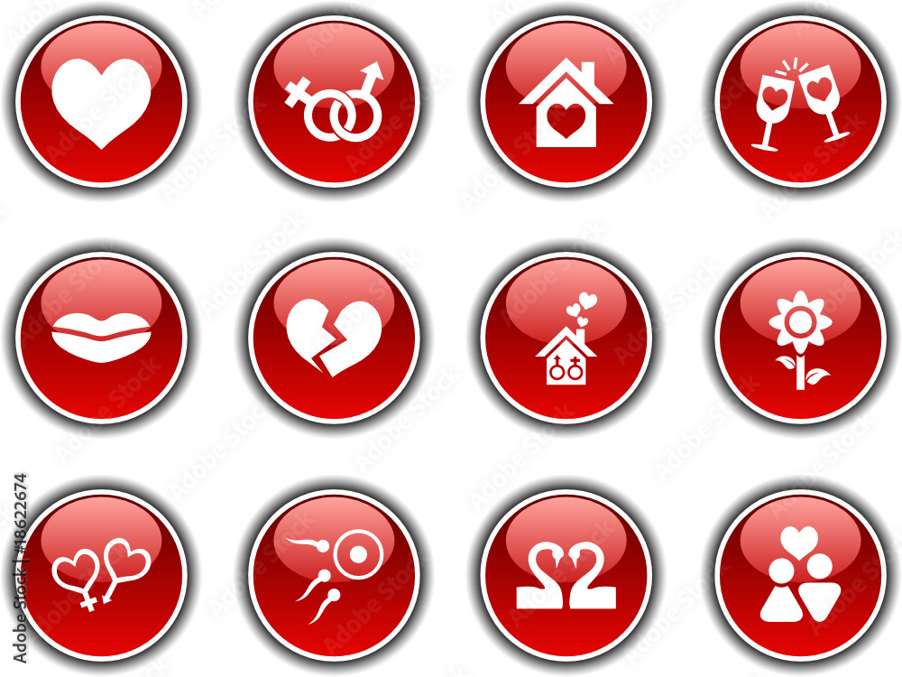 Love button set. Vector illustration. Love button set. Vector illustration.