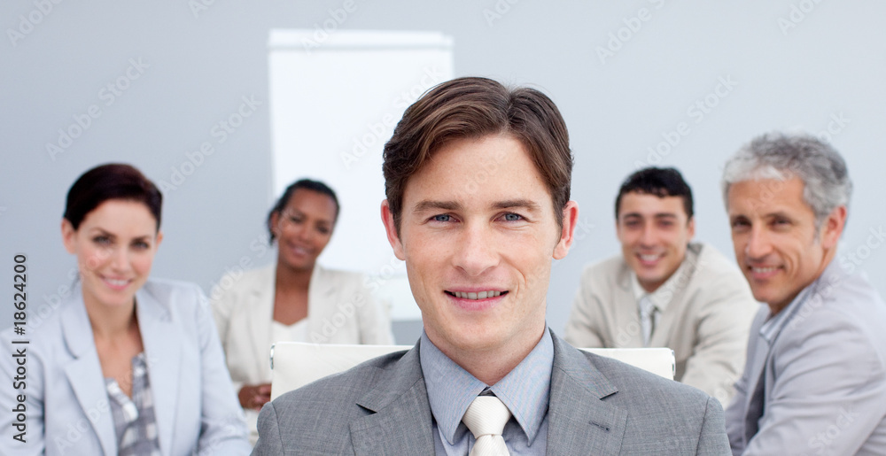 Confident businessman in a meeting Confident businessman in a meeting