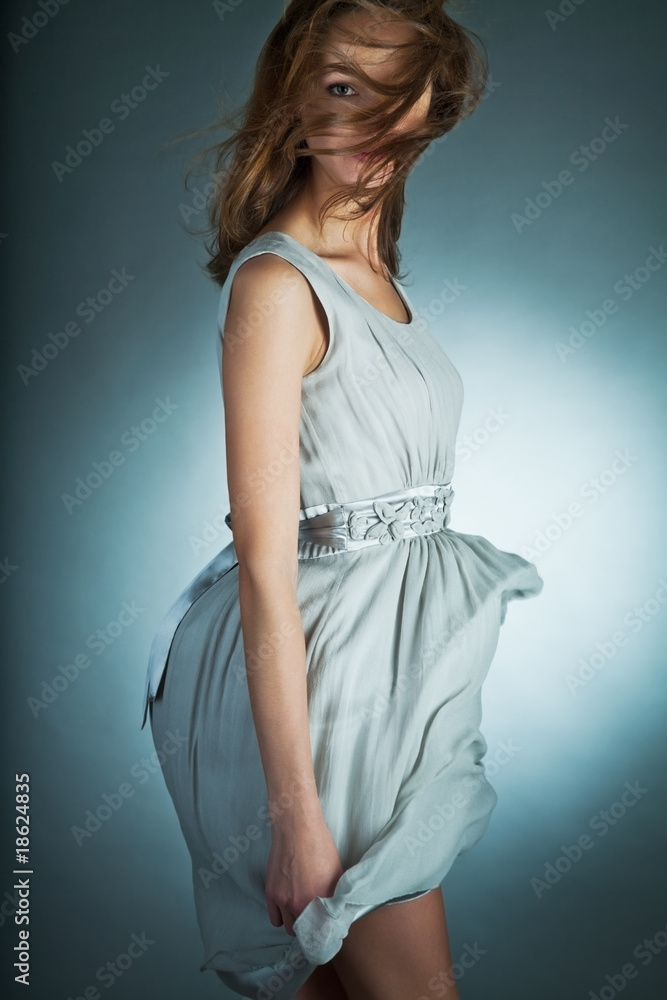 Fototapeta premium Fashion model Posed in dress