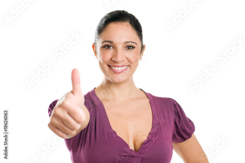 Wallpaper Mural Successful young woman showing thumb up Torontodigital.ca