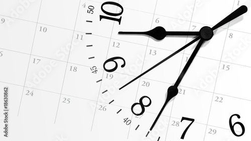 Ticking Time Clock with Calendar photo