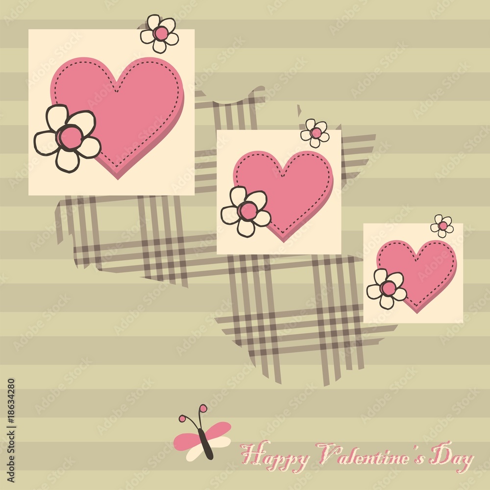 Pink Heart card. Vector illustrations