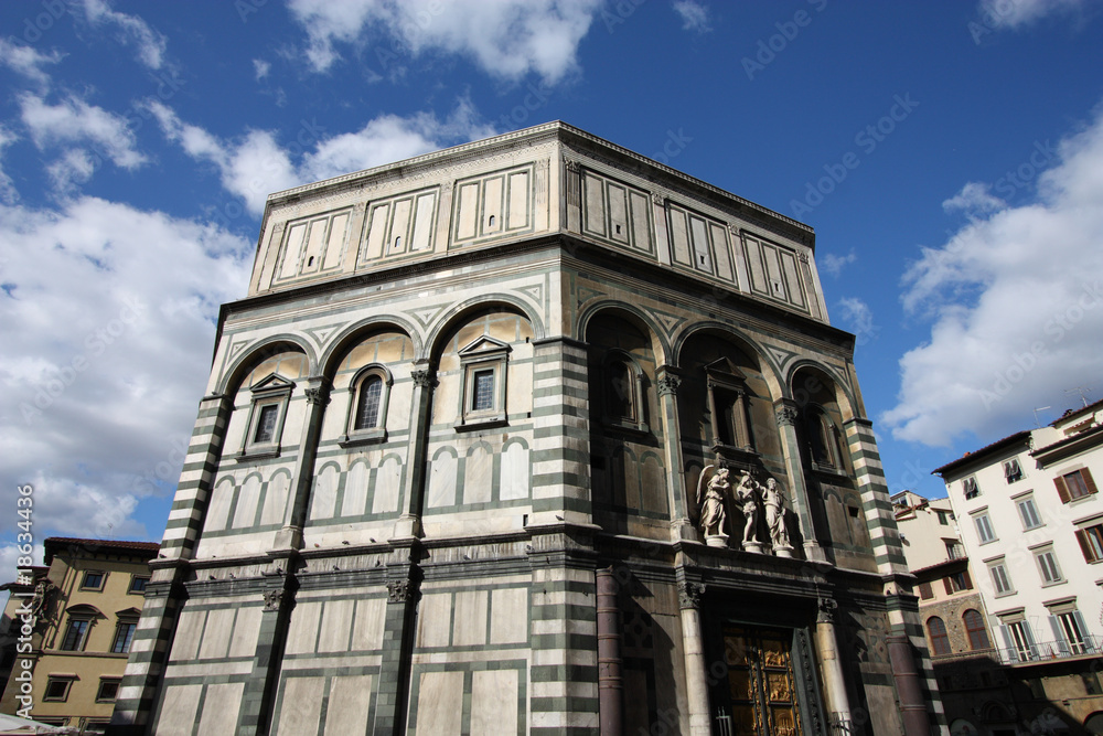 Baptistery of Florence cathedral. Architecture in Italy.