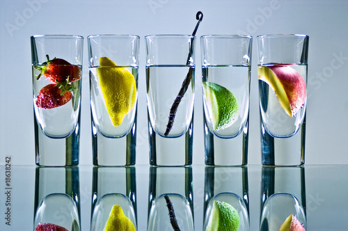 Vodka glasses with fuit