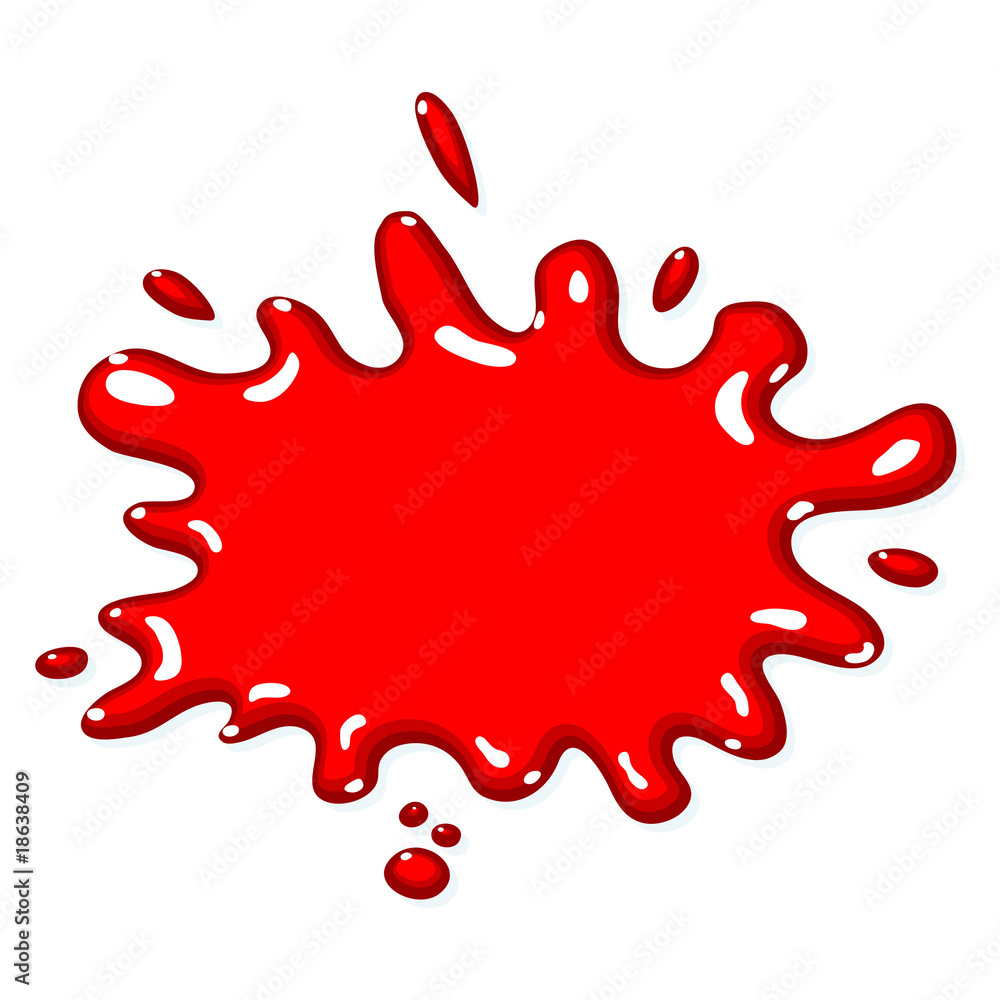 Fototapeta premium Blood splash isolated over white square background
