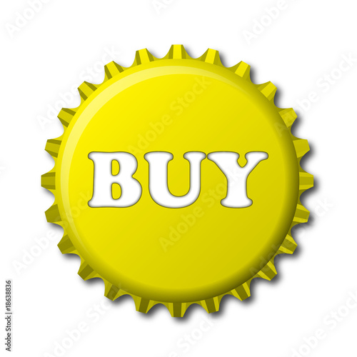 Chapa de botella con texto "BUY"