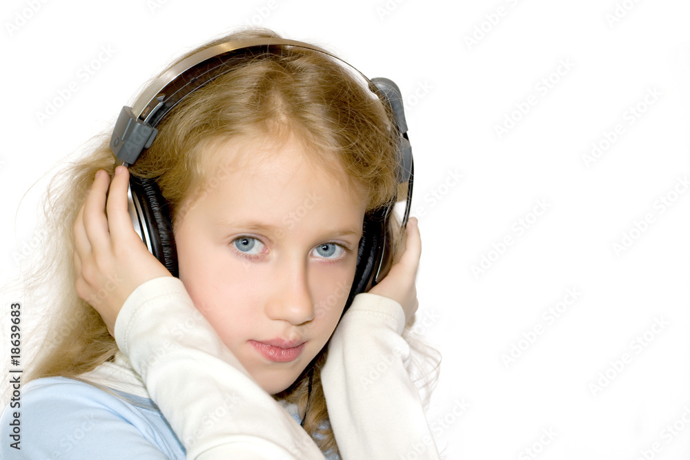 Seriuos girl with headphones